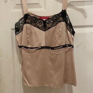 ANNE KLEIN LUXURY PINK TOP with BLACK LACE size 12